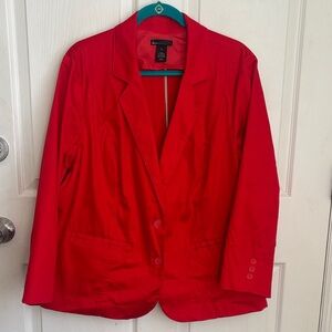 LANE BRYANT Bright Red Blazer Jacket Size 24 Cotton Stretch Work Career Holiday